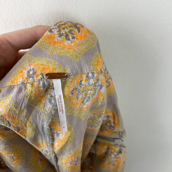 Free People Stone Yellow Printed All A Dream Tie Waist Wrap Shorts. - Picture 4 of 6